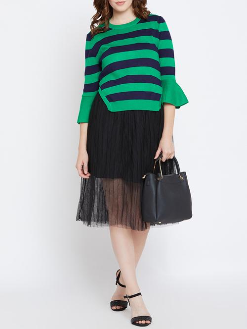 bell sleeved striped dresses - 15716076 - Very Small Image - 1
