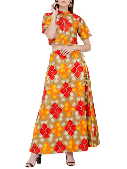 printed jacket lehenga with dupatta - 15716994 - Very Small Image - 1