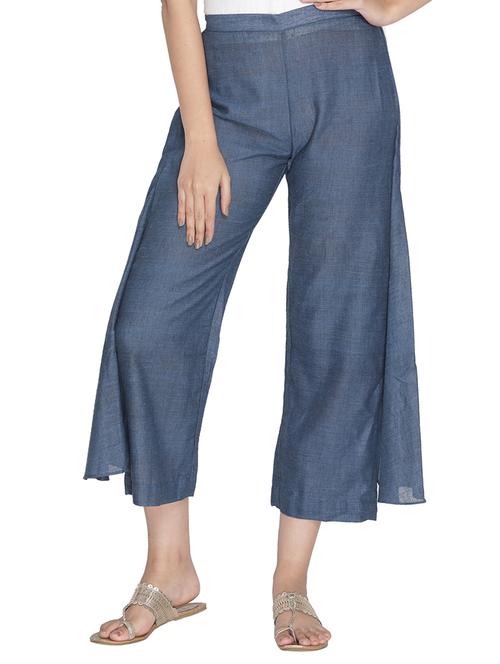 asymmetric hem flared palazzo - 15718285 - Very Small Image - 1