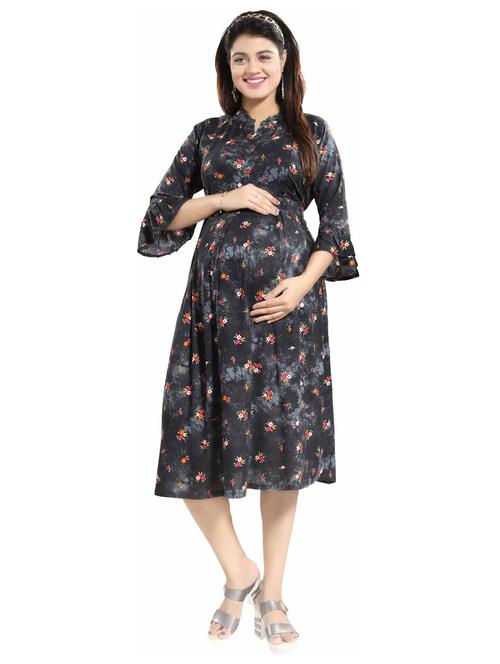 floral belted maternity dress - 15718721 - Very Small Image - 1
