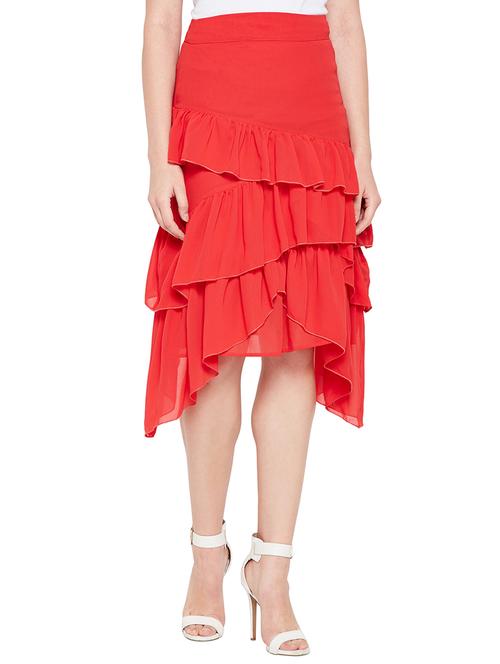 ruffled detail asymmetric skirt - 15720160 - Very Small Image - 1