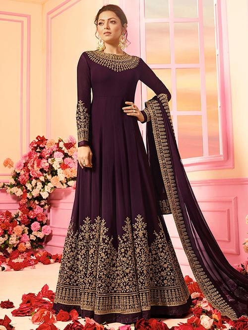 embroidered kalidaar suit - 15720447 - Very Small Image - 1