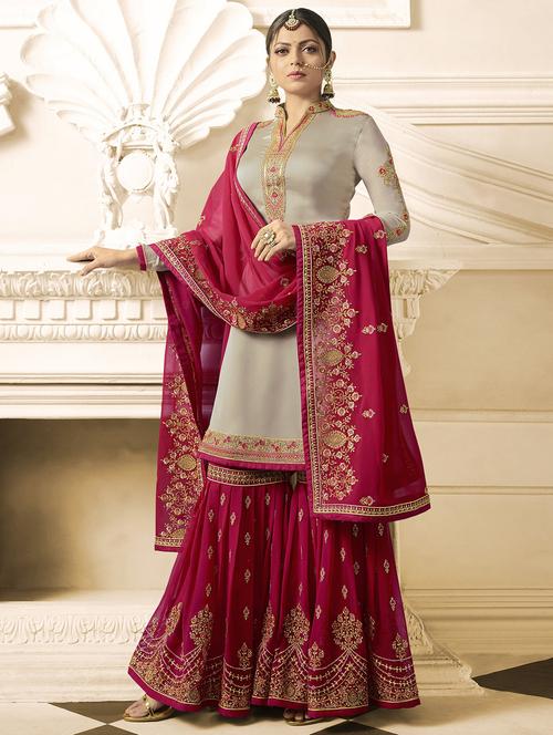 zari embroidered sharara suit - 15720456 - Very Small Image - 1