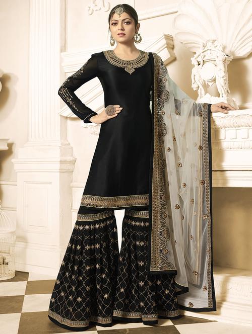zari embroidered sharara suit - 15720458 - Very Small Image - 1
