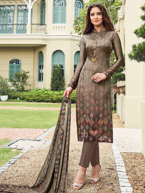 embellished printed straight pant suit - 15720465 - Very Small Image - 1