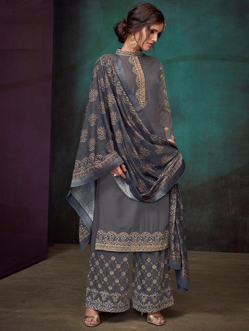 embroidered silk palazzo suit - 15720510 - Very Small Image - 1