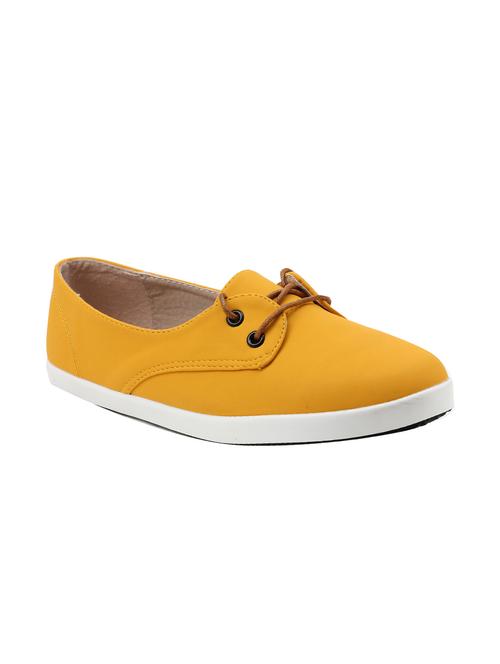 yellow faux leather laceup sneakers - 15720672 - Very Small Image - 1