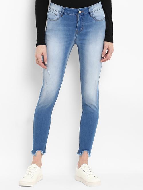 stone wash frayed hem jeans - 15721901 - Very Small Image - 1