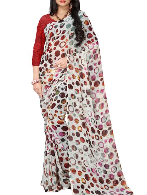 polka dots printed saree with blouse - 15724116 - Very Small Image - 1