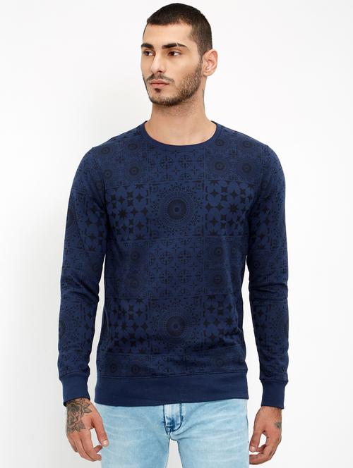 navy blue cotton all over print sweatshirt - 15724382 - Very Small Image - 1
