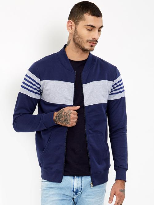 navy blue cotton casual jacket - 15724442 - Very Small Image - 1
