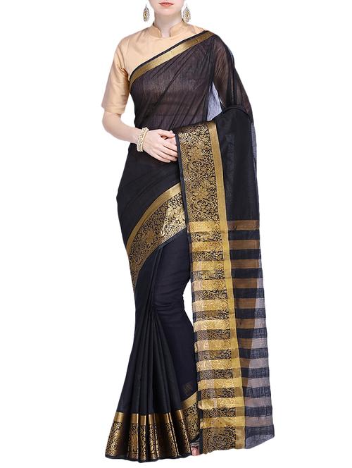floral zari border woven saree with blouse - 15724742 - Very Small Image - 1