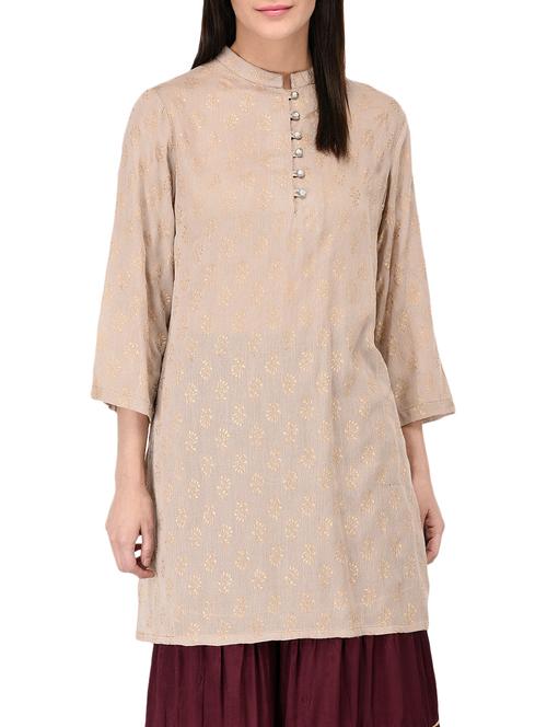 straight foil print kurta - 15725799 - Very Small Image - 1