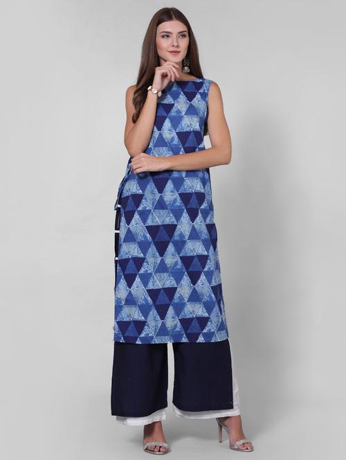 geometrical printed kurta with palazzo set - 15725872 - Very Small Image - 1