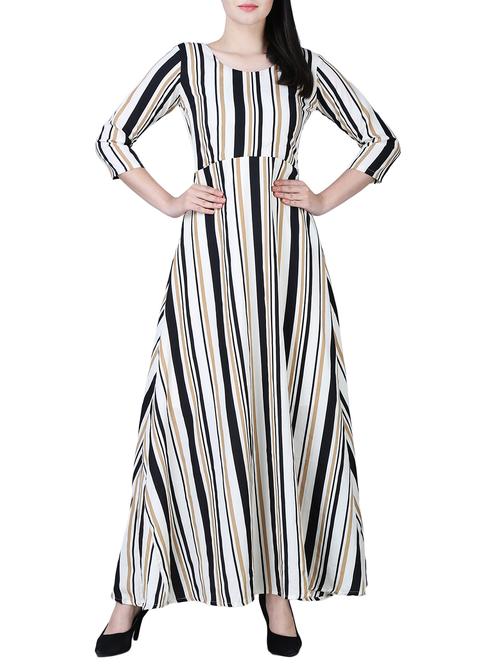 round neck striped maxi dress - 15726105 - Very Small Image - 1