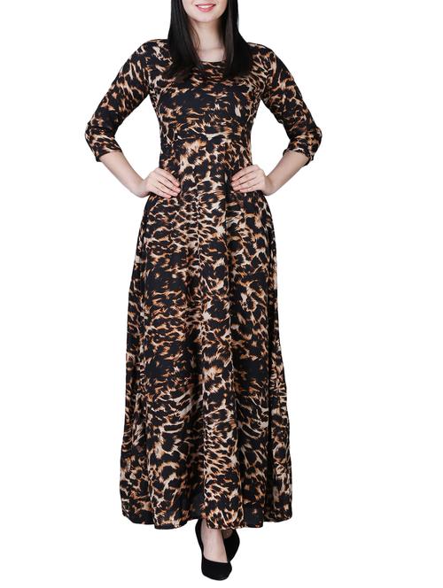 round neck animal print maxi dress - 15726107 - Very Small Image - 1