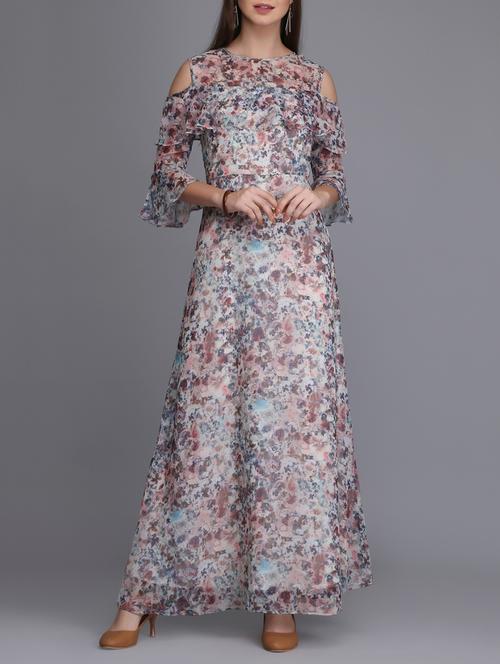 ruffle detail cold shoulder maxi dress - 15726273 - Very Small Image - 1