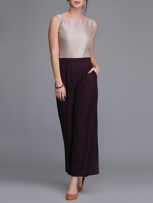 boat neck self design jumpsuit - 15726283 - Very Small Image - 1