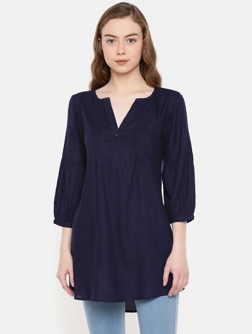 pintucked button detail tunic - 15727205 - Very Small Image - 1