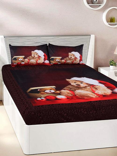 velvet double bedsheet with 2 pillow covers - 15727222 - Very Small Image - 1