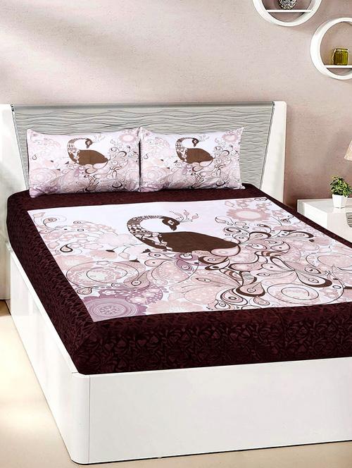 velvet double bedsheet with 2 pillow covers - 15727224 - Very Small Image - 1