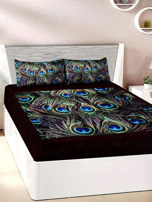 velvet double bedsheet with 2 pillow covers - 15727228 - Very Small Image - 1
