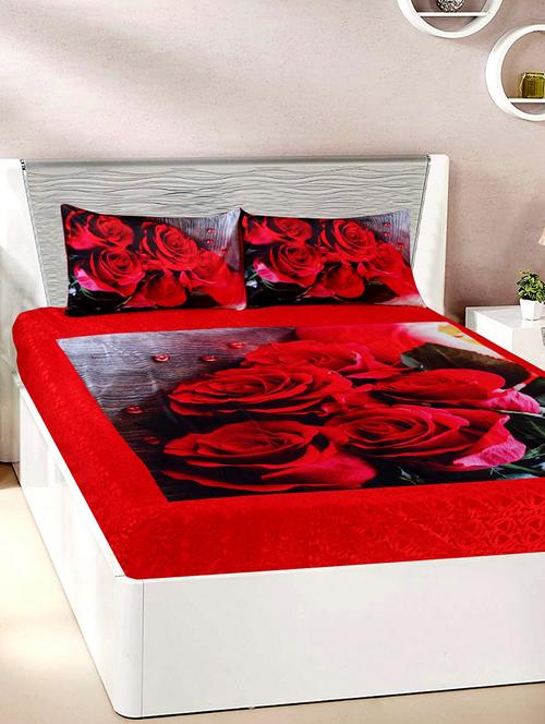 velvet double bedsheet with 2 pillow covers - 15727231 - Very Small Image - 1