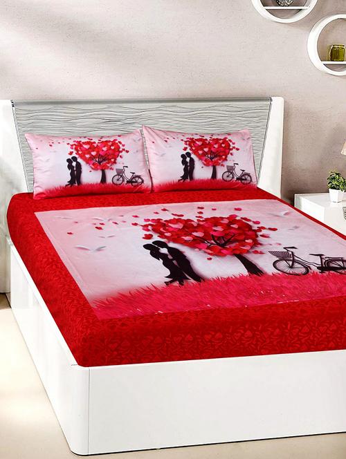 velvet double bedsheet with 2 pillow covers - 15727236 - Very Small Image - 1