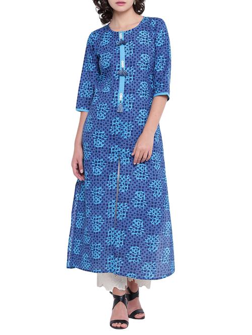 a-line printed slit kurta - 15727398 - Very Small Image - 1