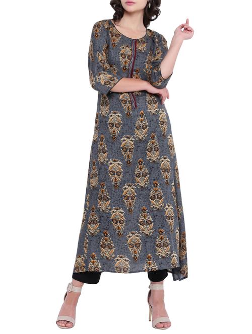 a-line printed  kurta - 15727408 - Very Small Image - 1