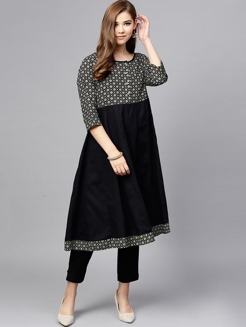 Printed anarkali kurta - 15728192 - Very Small Image - 1