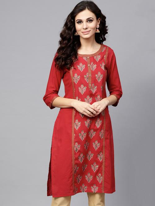 Printed straight kurta - 15728197 - Very Small Image - 1