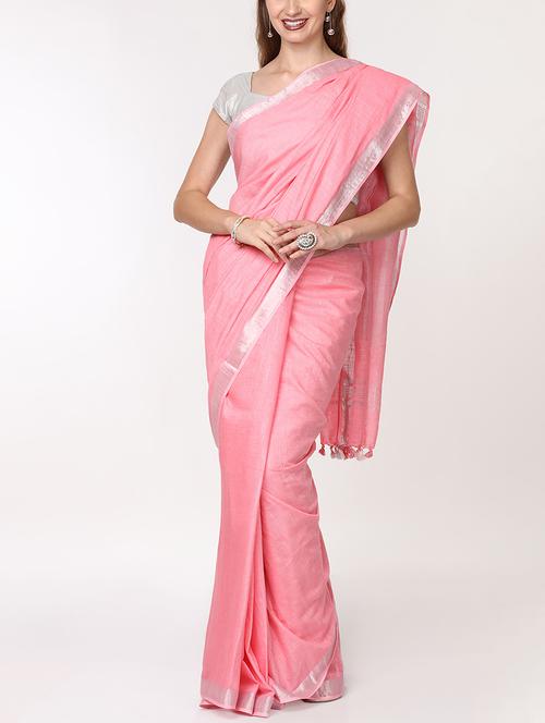 solid handloom saree with blouse - 15728574 - Very Small Image - 1