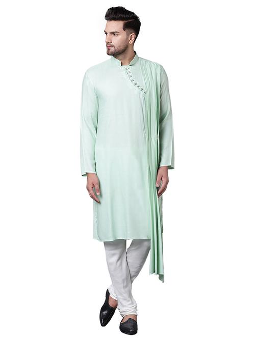 green rayon long kurta - 15729276 - Very Small Image - 1