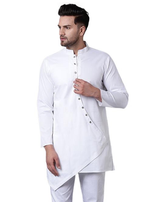 white solid asymmetric kurta - 15729290 - Very Small Image - 1