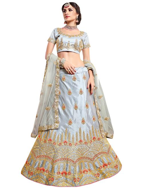 gold embroidered a-line lehenga - 15729422 - Very Small Image - 1