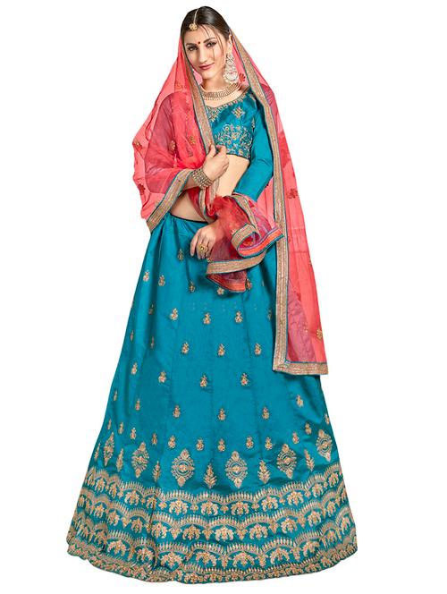 gold embroidered a-line lehenga - 15729434 - Very Small Image - 1