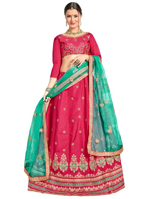 gold embroidered a-line lehenga - 15729435 - Very Small Image - 1