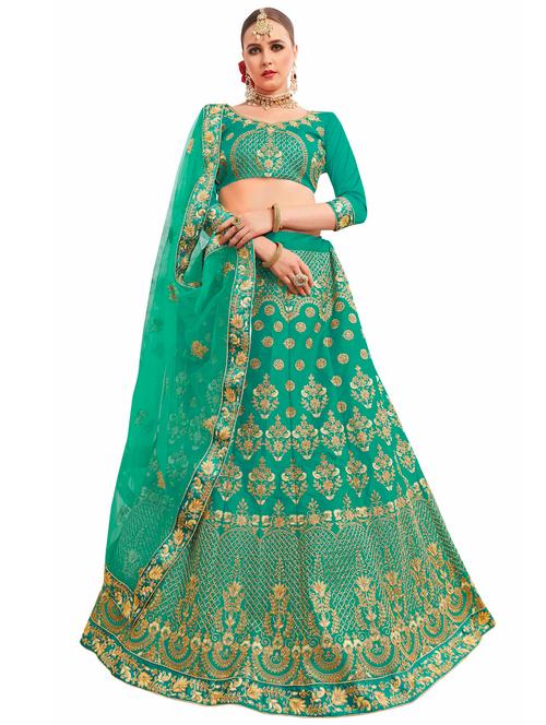 gold embroidered a-line lehenga - 15729440 - Very Small Image - 1