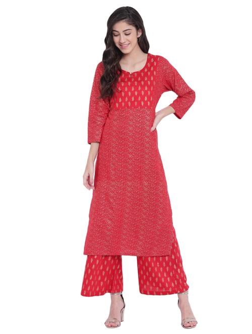 Foil printed kurta with palazzo set - 15729804 - Very Small Image - 1