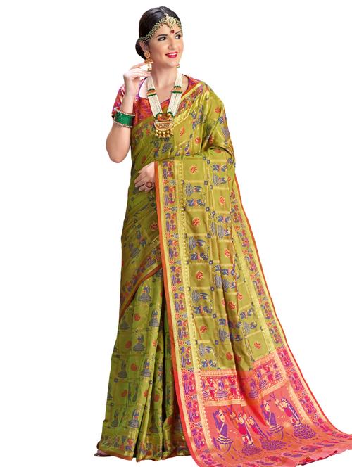 conversational zari motif banarasi saree - 15731213 - Very Small Image - 1