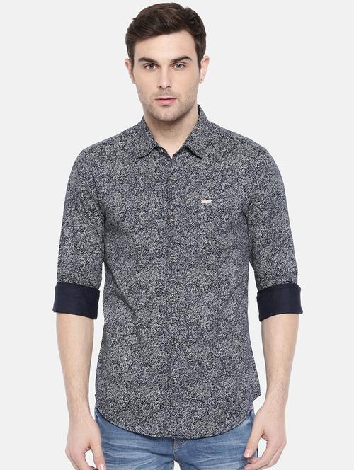 navy blue cotton casual shirt - 15731570 - Very Small Image - 1