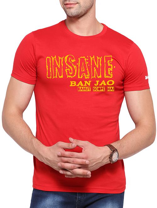 red cotton chest print tshirt - 15733073 - Very Small Image - 1