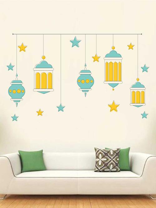 rawpockets wall decals ' decorative lamp wall sticker '  wall stickers (pvc vinyl) multicolour - 15733198 - Very Small Image - 1