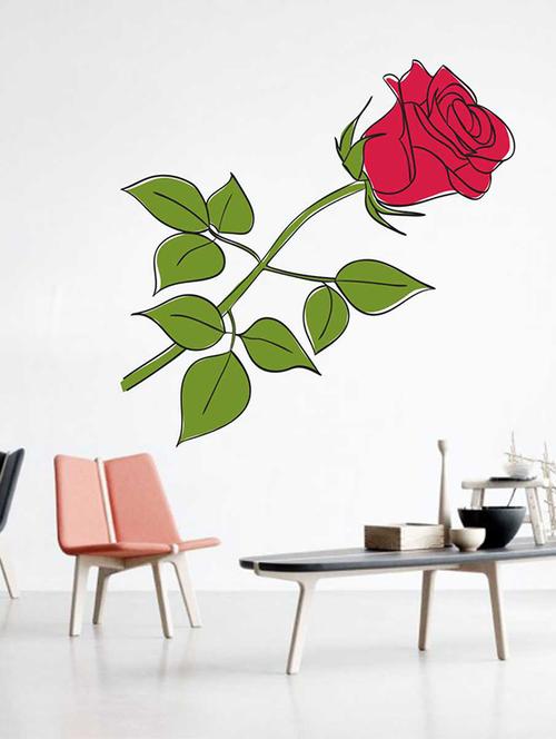 rawpockets wall decals ' rose flower '  wall stickers (pvc vinyl) multicolour - 15733200 - Very Small Image - 1