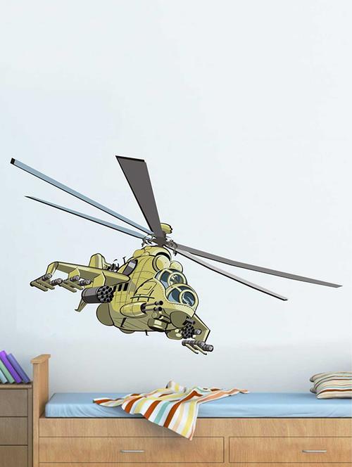 rawpockets wall decals ' helicopter wall sticker '  wall stickers (pvc vinyl) multicolour - 15733206 - Very Small Image - 1