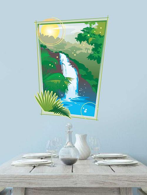 rawpockets wall decals ' nature falls wall sticker '  wall stickers (pvc vinyl) multicolour - 15733212 - Very Small Image - 1