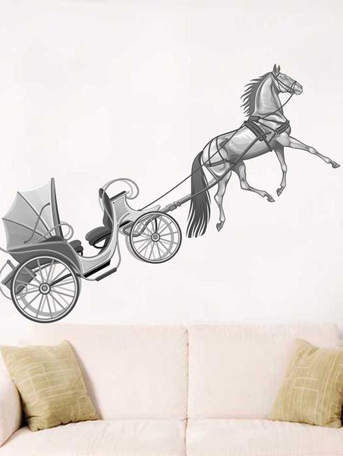 rawpockets wall decals ' horse cart wall sticker '  wall stickers (pvc vinyl) multicolour - 15733219 - Very Small Image - 1