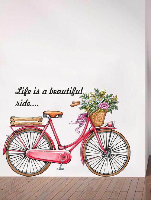 rawpockets wall decals ' life is a beautiful ride '  wall stickers (pvc vinyl) multicolour - 15733224 - Very Small Image - 1