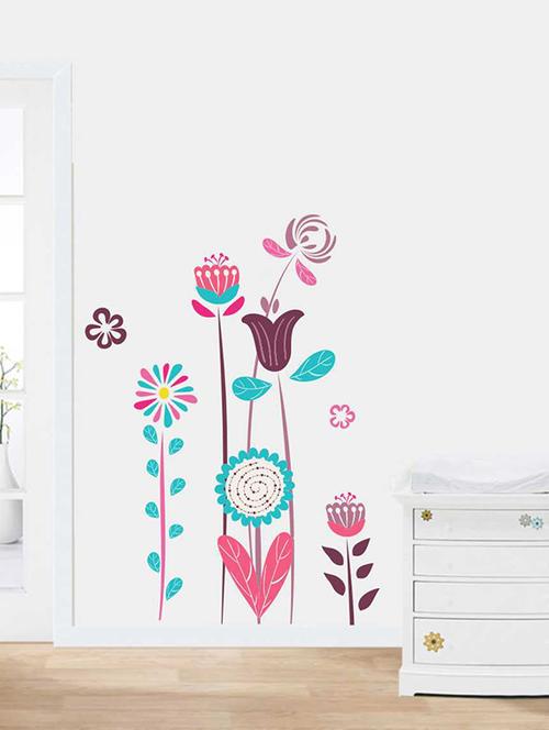 rawpockets wall decals ' multicolor flower wall sticker '  wall stickers (pvc vinyl) multicolour - 15733229 - Very Small Image - 1